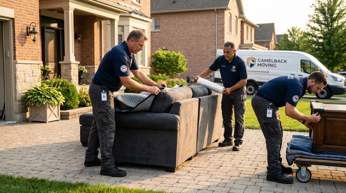 Large estate moving crew wrapping furniture in Scottville, MI