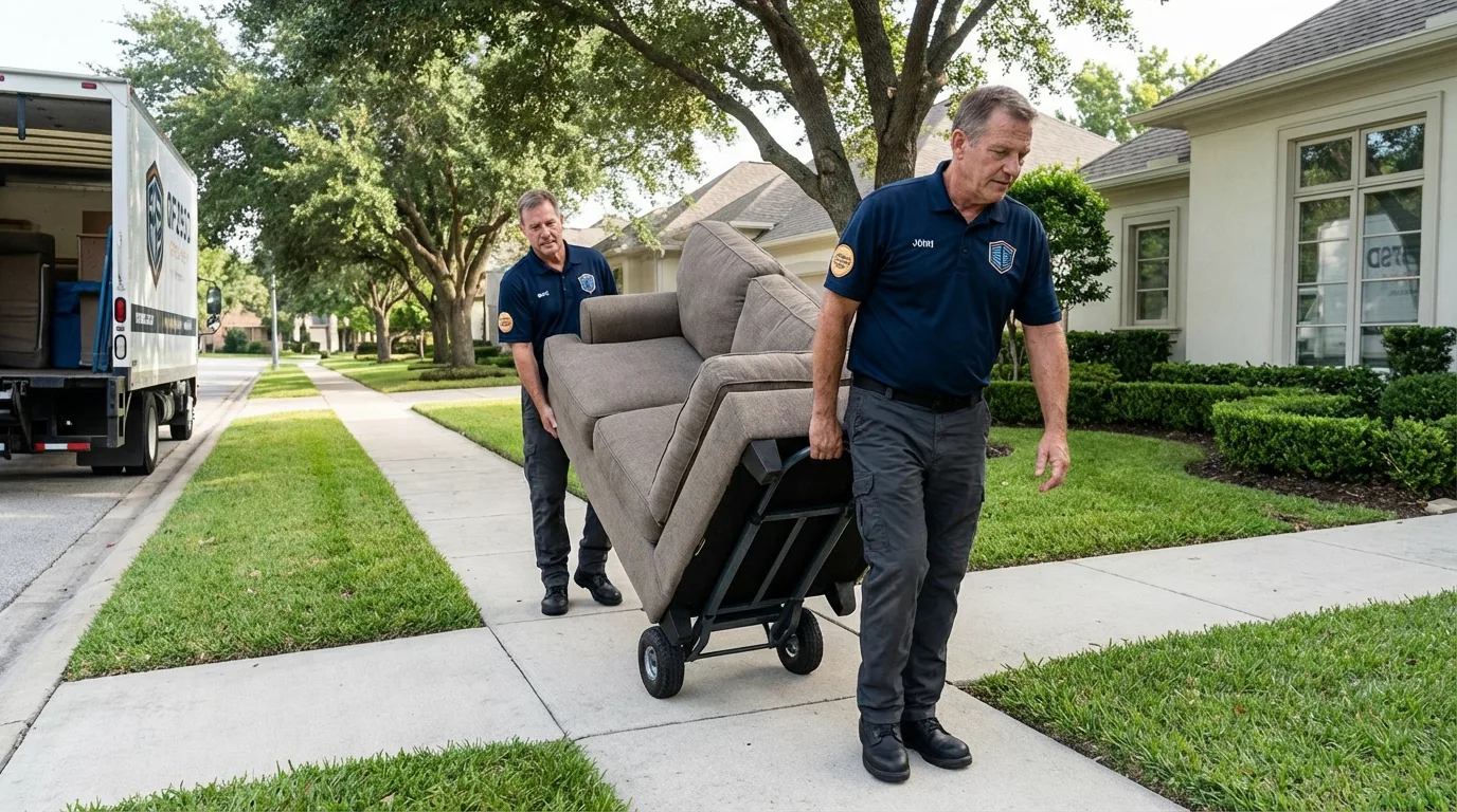Local residential moving crew loading furniture in Scottville, MI